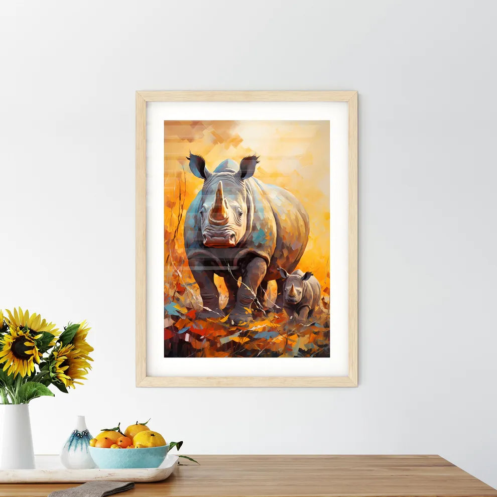Two Endangered Black Rhinocerous  Framed Print
