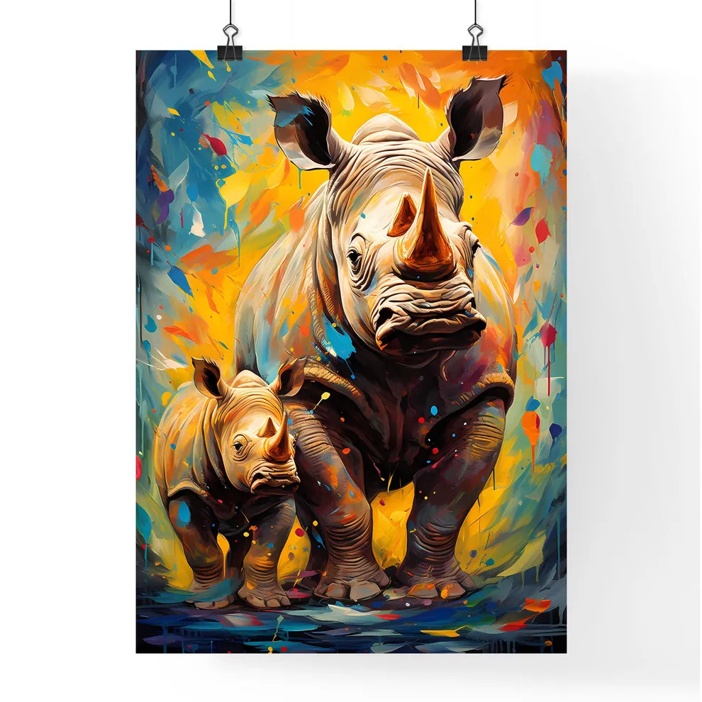 Two Endangered Black Rhinocerous  Poster