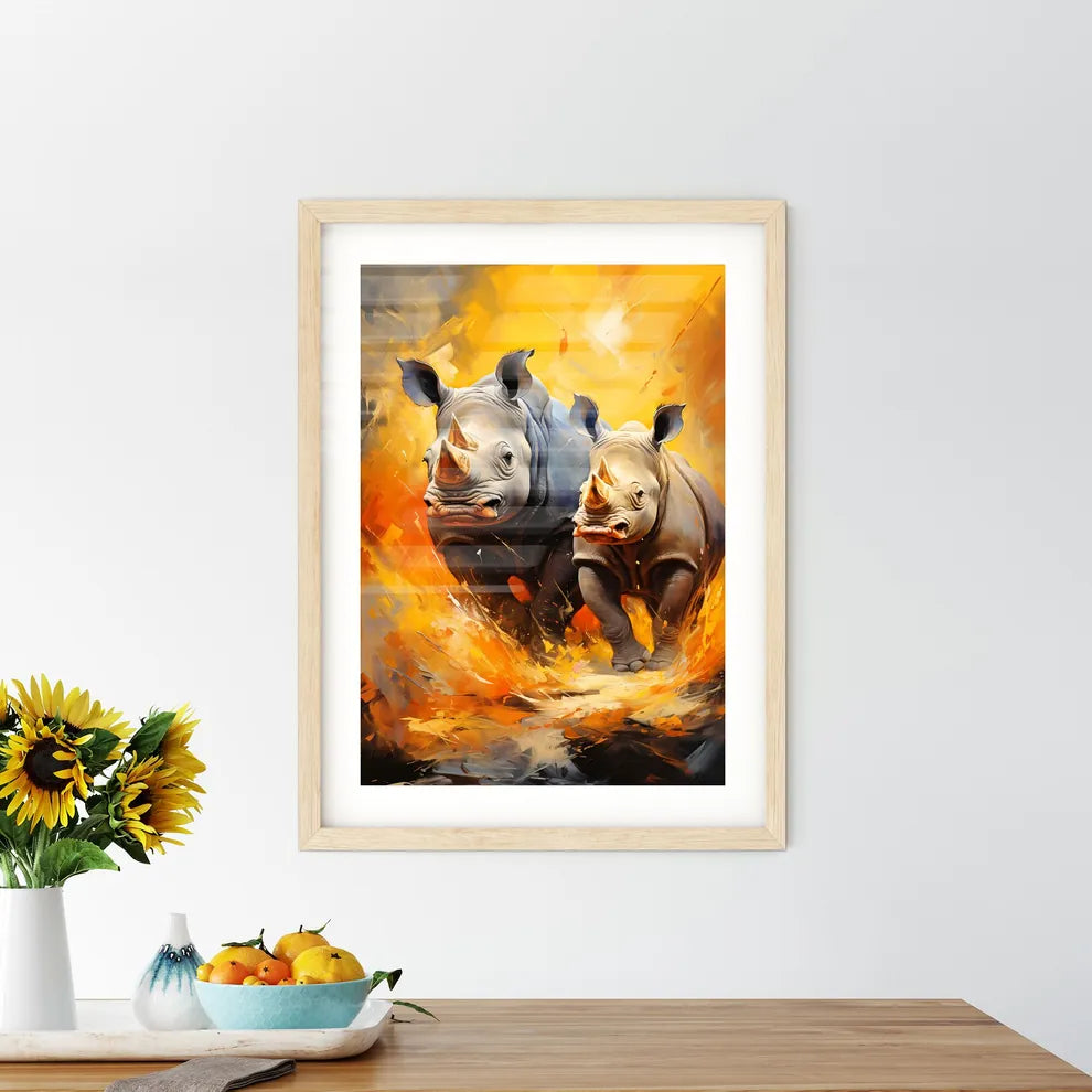 Two Endangered Black Rhinocerous  Framed Print