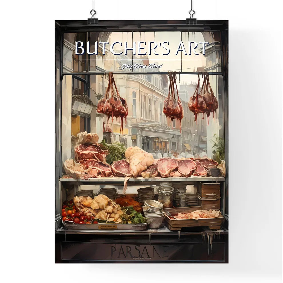 Typical Shop Window Of A Traditional Irish Butcher  Poster
