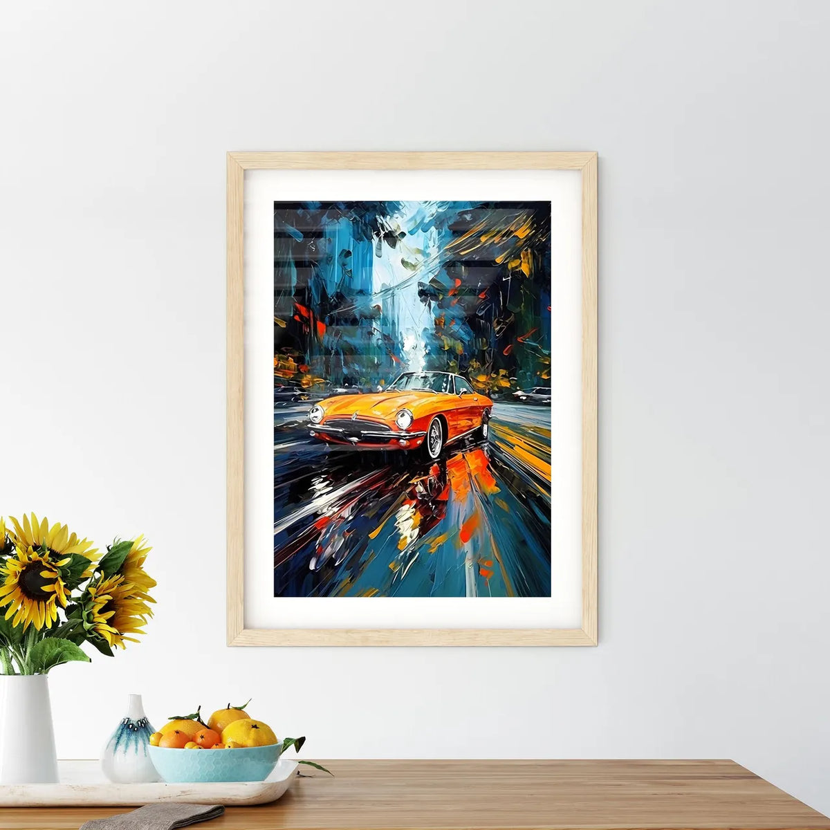 Urban Road Car Light Trails - A Painting O Framed Print