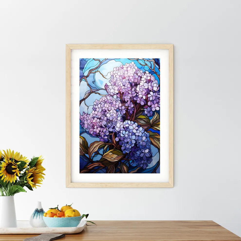 Vibrant Stained Glass Lilac Flower Elegance  Framed Print