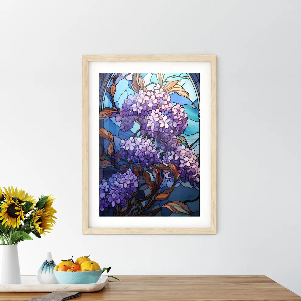 Vibrant Stained Glass Lilac Flower Elegance  Framed Print