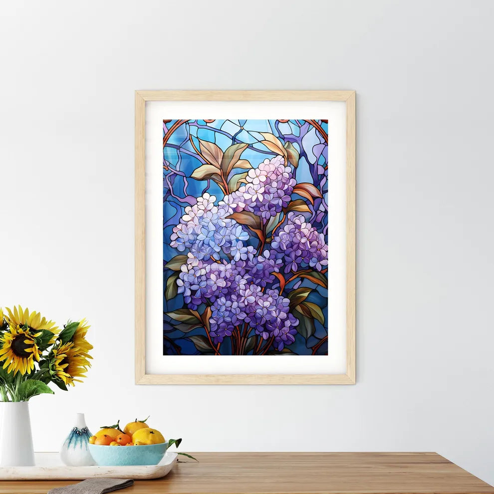 Vibrant Stained Glass Lilac Flower Elegance  Framed Print