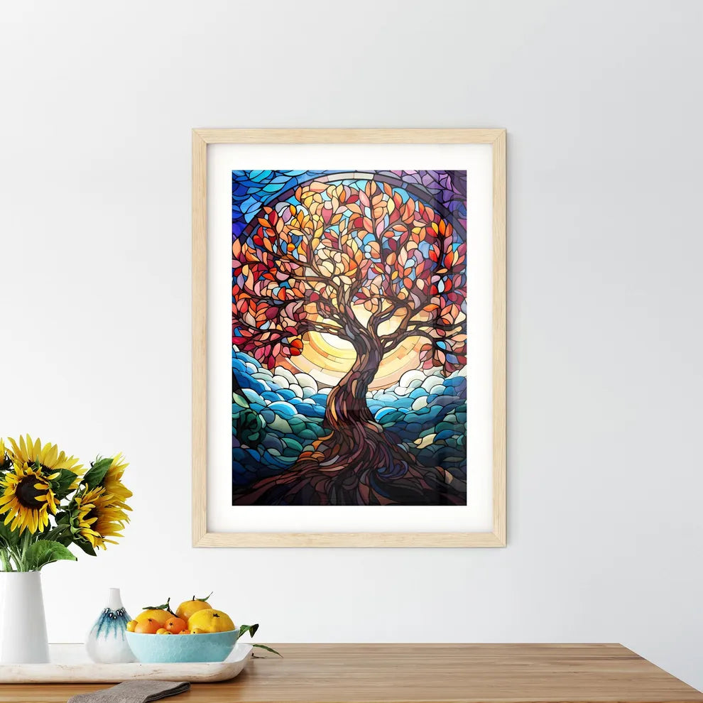 Vibrant Stained Glass Tree - A Stained Gl Framed Print