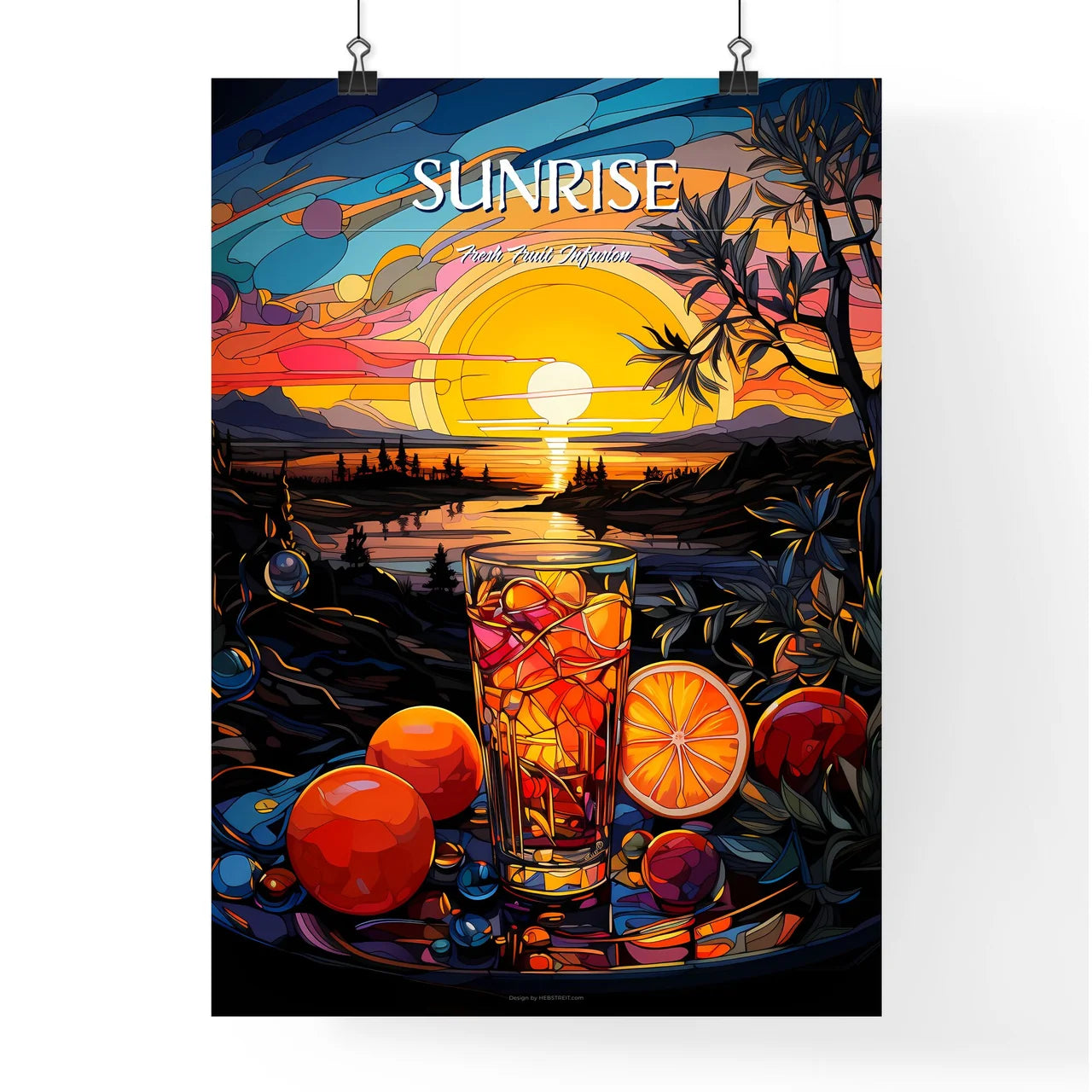 Vibrant Vodka Sunrise - A Glass Of Ice With  Poster