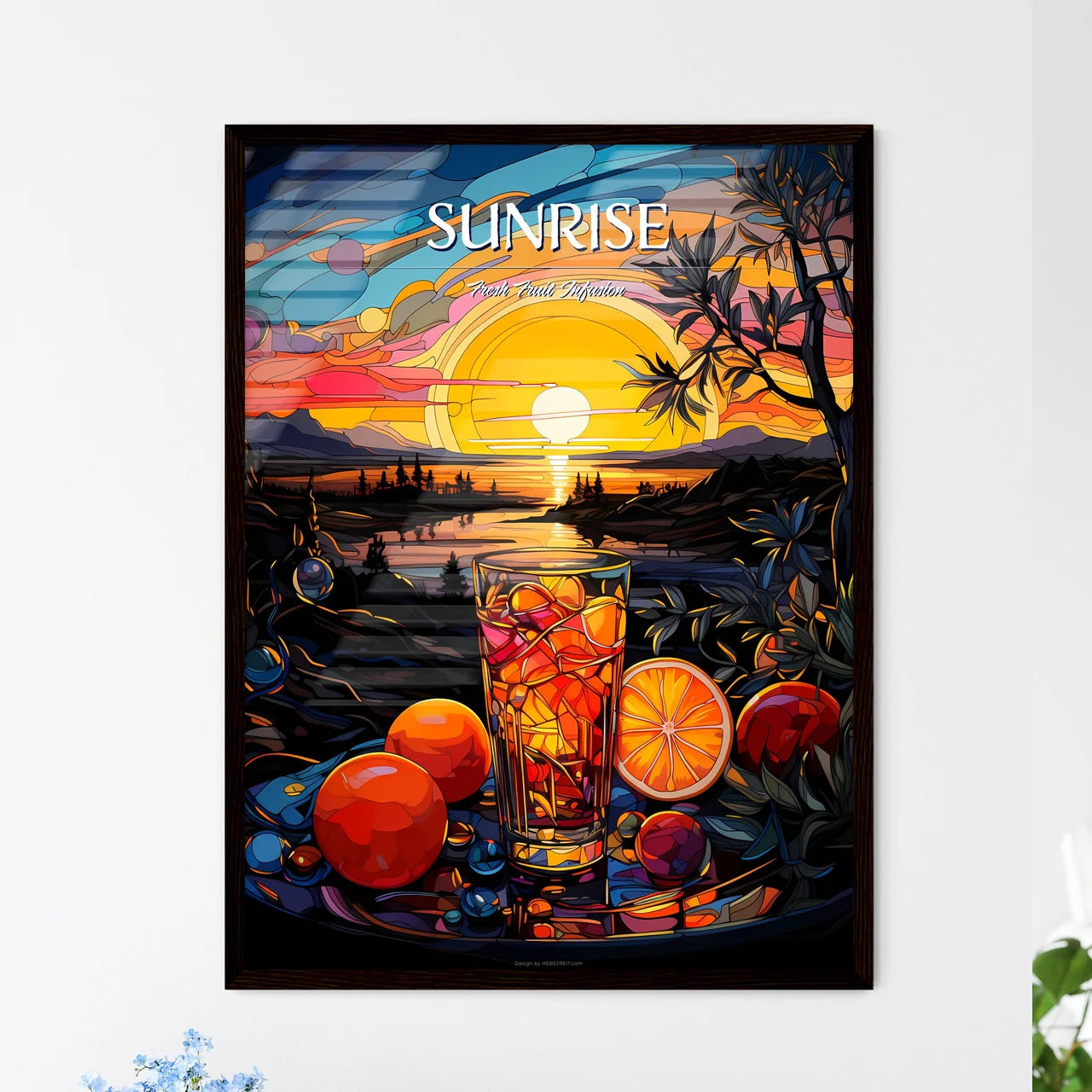 Vibrant Vodka Sunrise - A Glass Of Ice With  - Framed Art Print