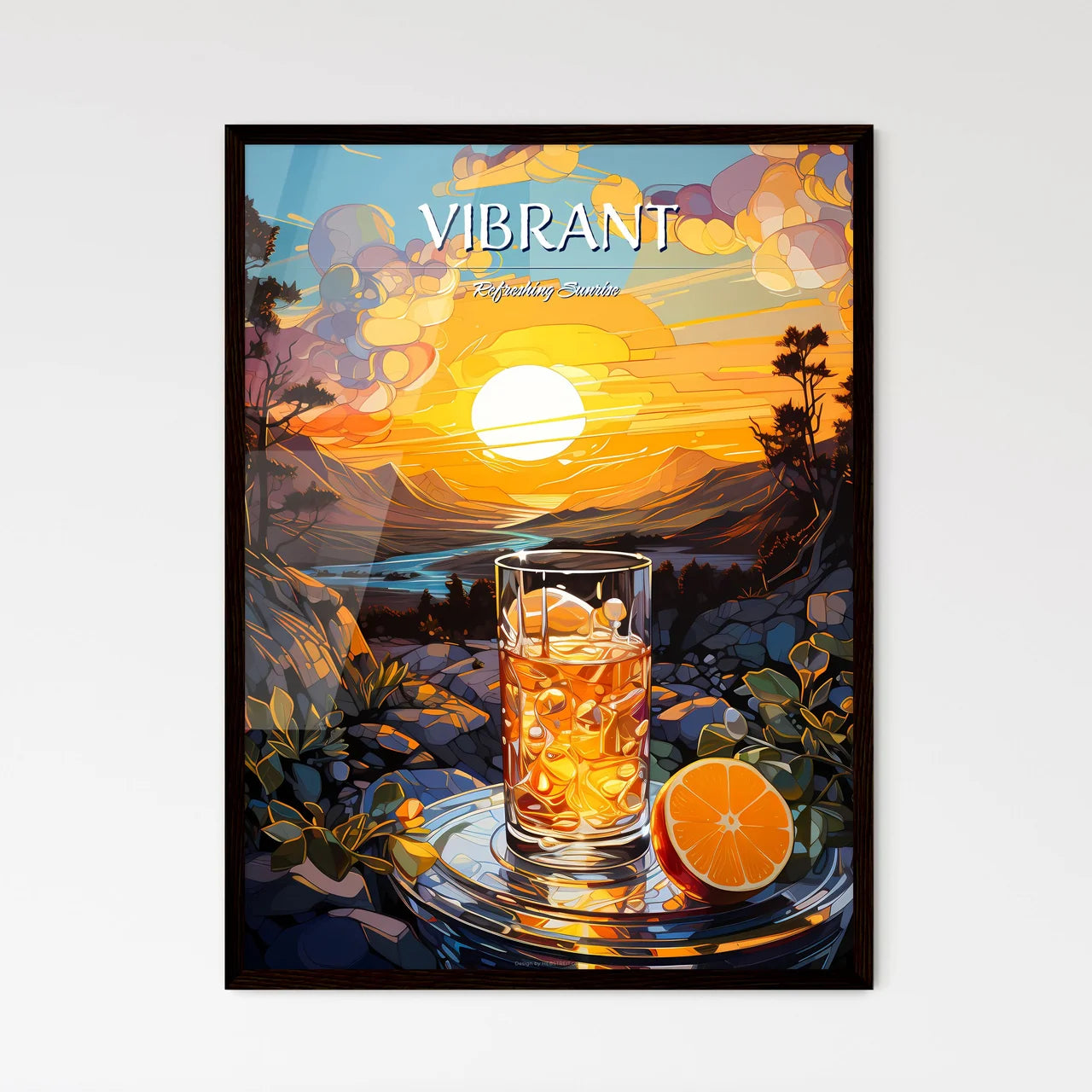 Vibrant Vodka Sunrise - A Glass Of Ice And O - Framed Art Print