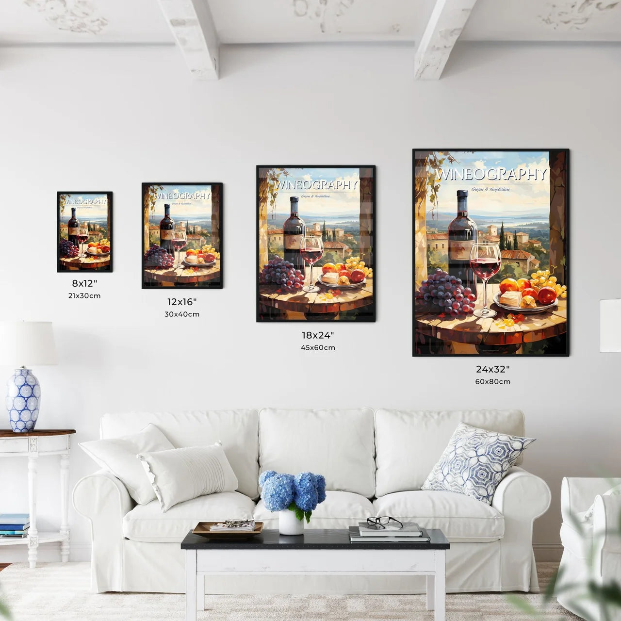 Vineyard With Red And White Wine - A Paintin - Kitchen Hangings