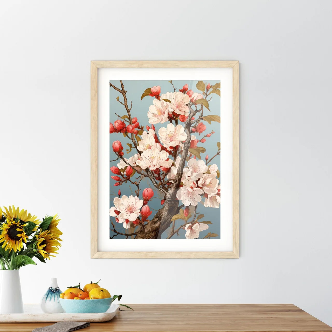 Vintage Card With A Blossoming Branch - A Tr Framed Print