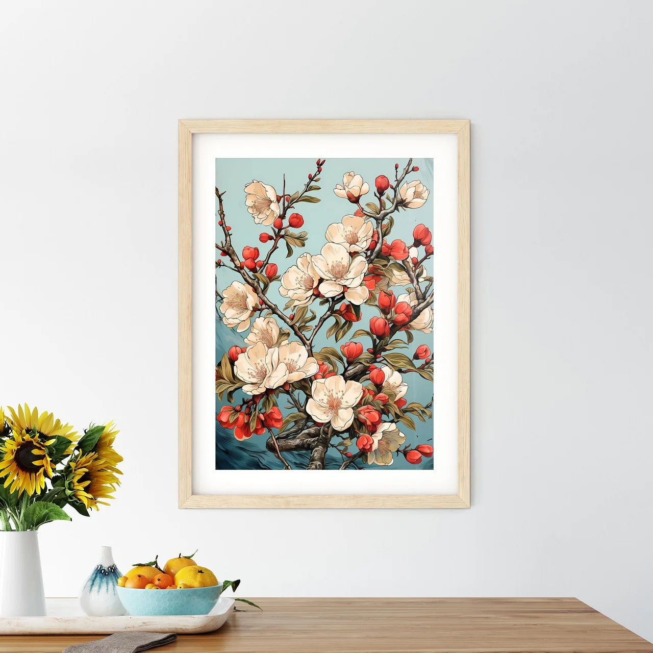 Vintage Card With A Blossoming Branch - A Cl Framed Print
