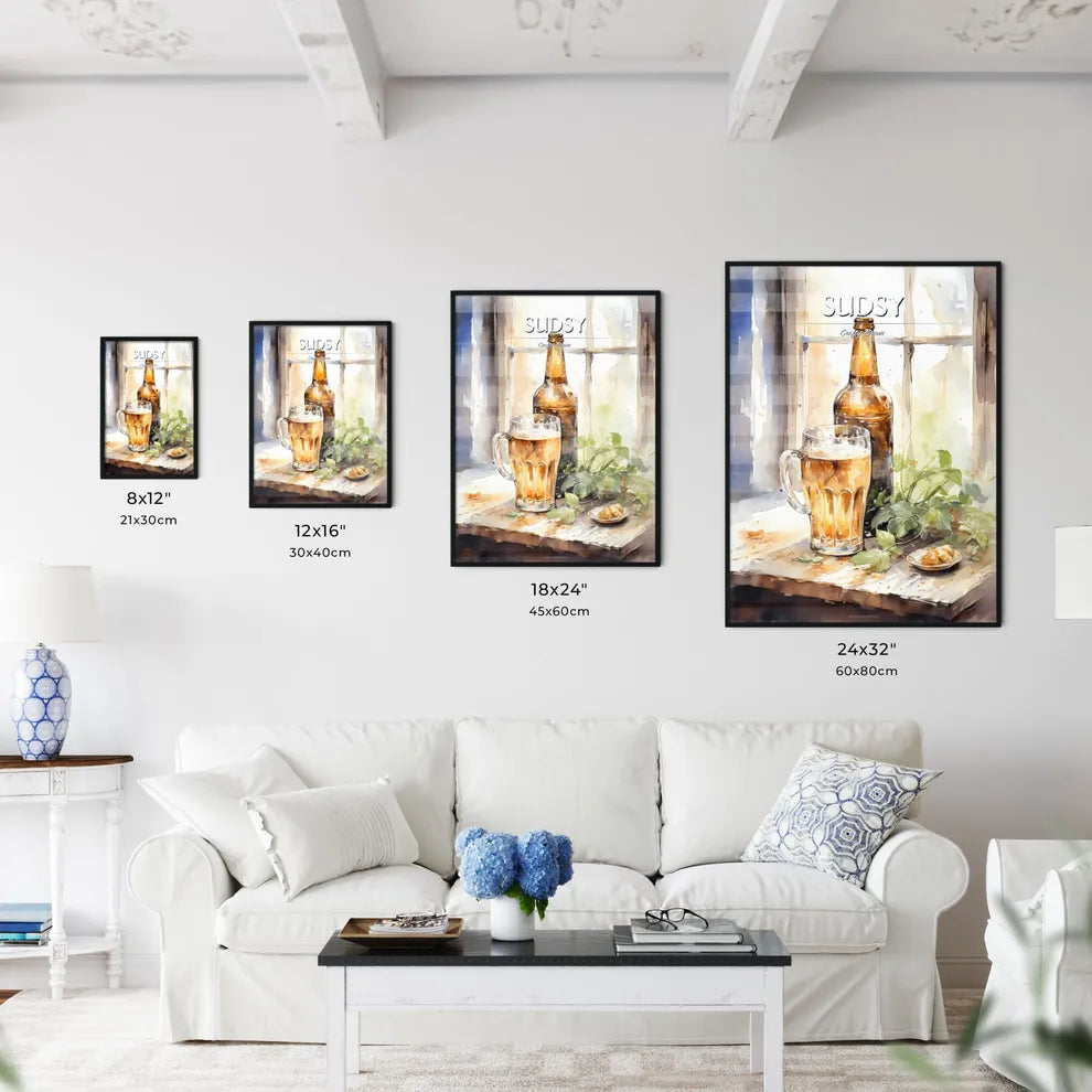 Watercolor Beer Glass And Bottle - A Waterco - Kitchen Hangings