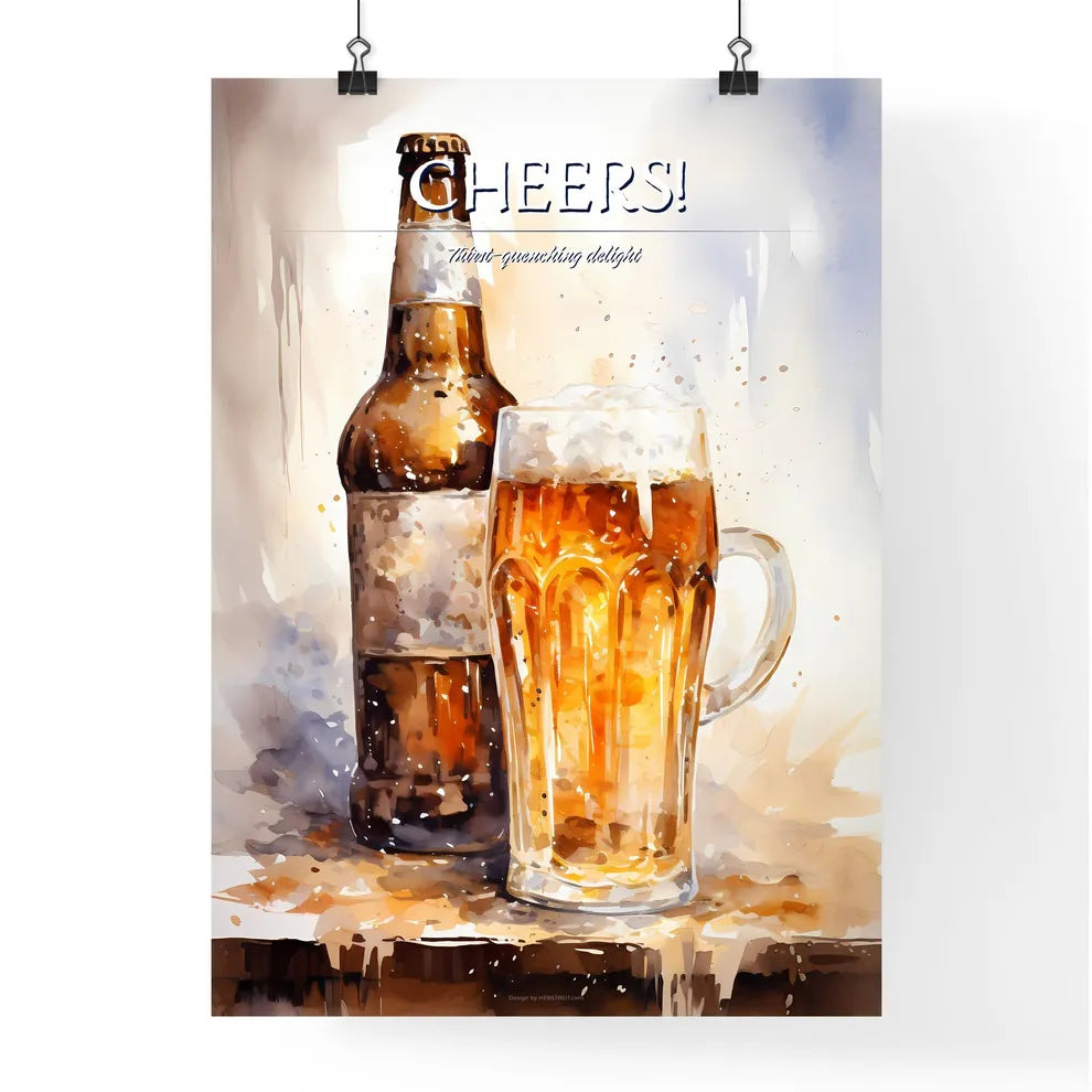Watercolor Beer Glass And Bottle - A Waterco Poster