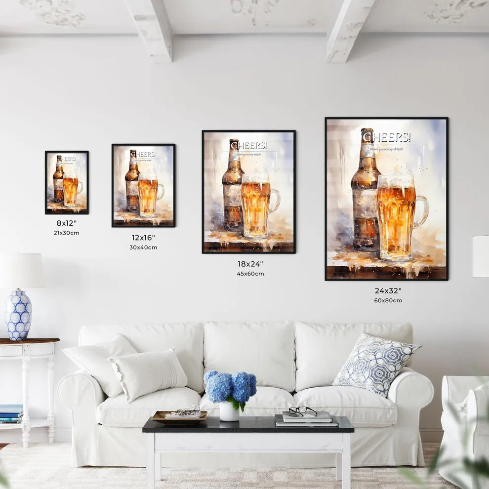 Watercolor Beer Glass And Bottle - A Waterco - Kitchen Hangings