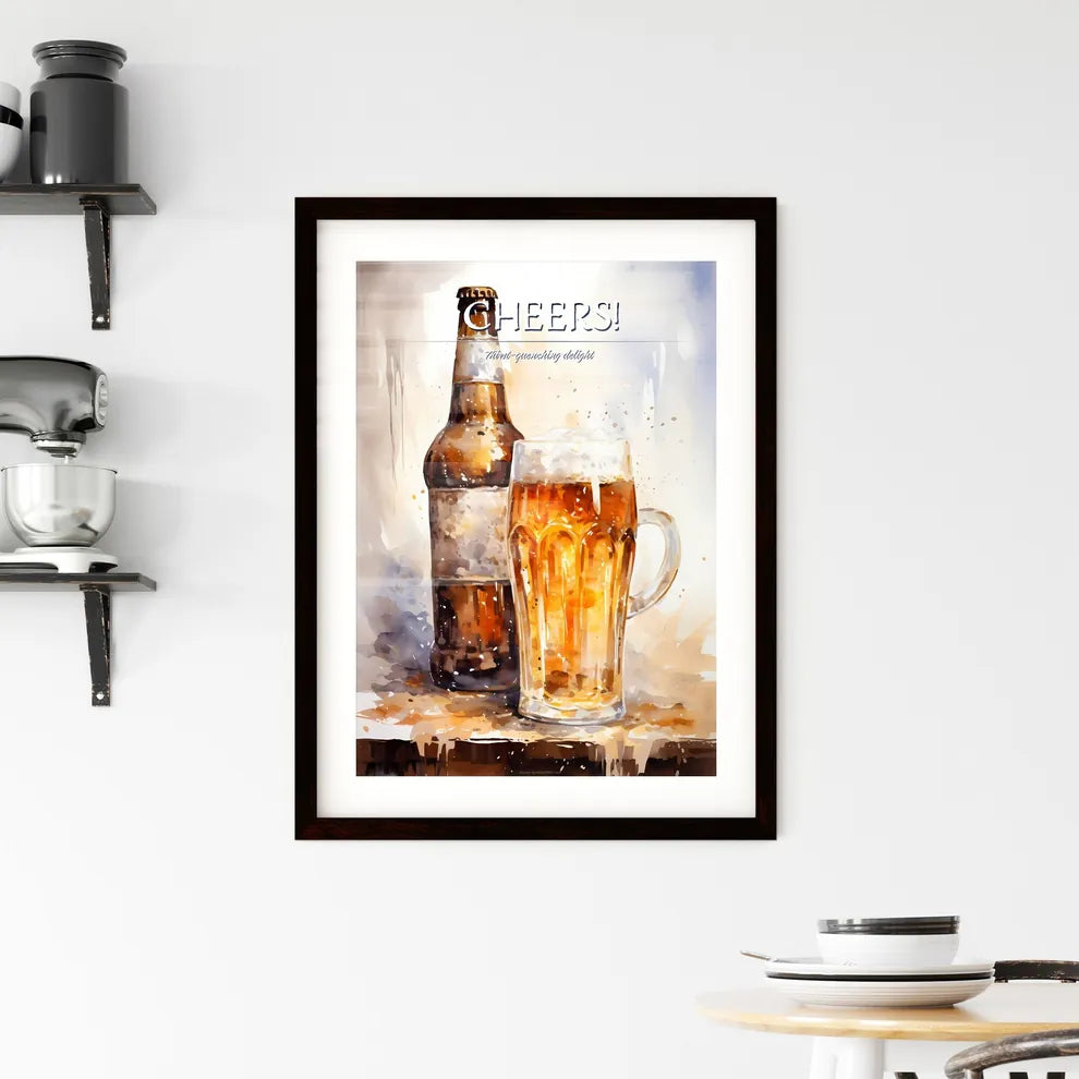 Watercolor Beer Glass And Bottle - A Waterco Framed Print