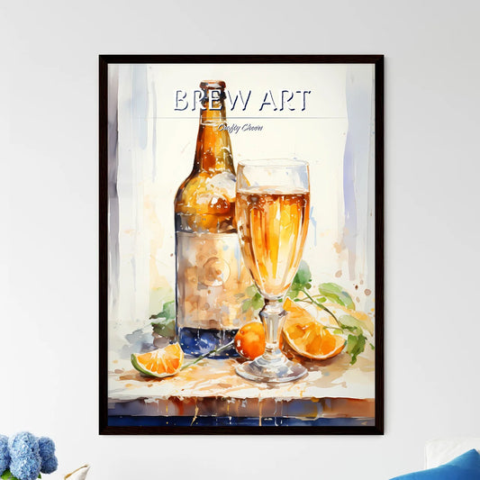 Watercolor Beer Glass And Bottle - A Waterco - Framed Art Print