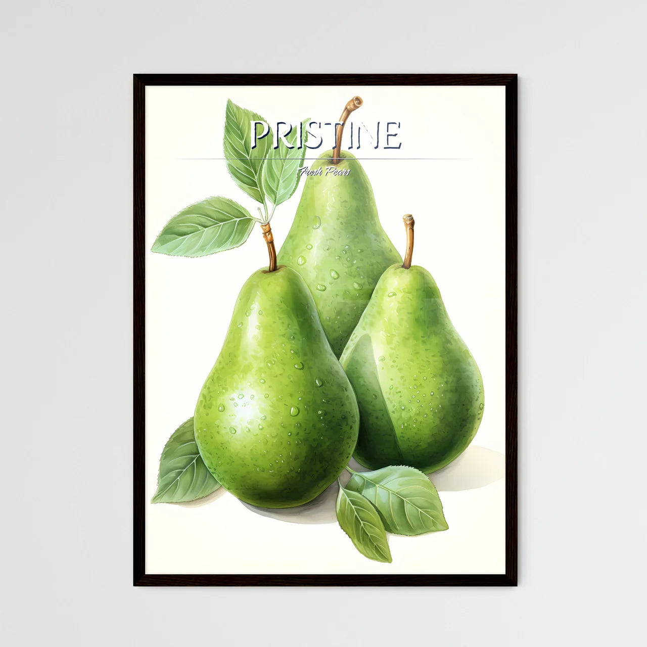 Watercolor Illustration Of Green Pears - A G - Framed Art Print