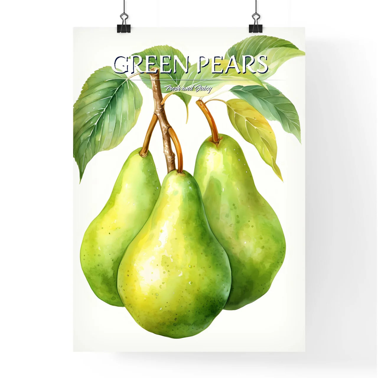 Watercolor Illustration Of Green Pears - A G Poster