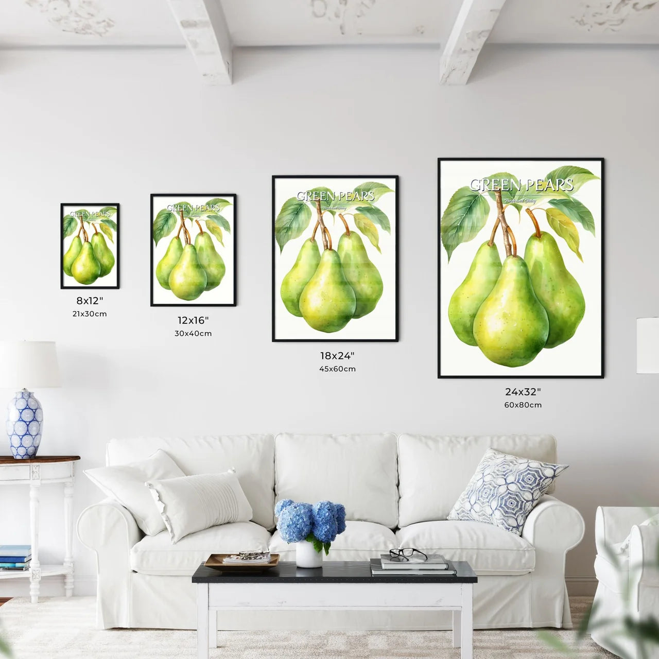 Watercolor Illustration Of Green Pears - A G - Kitchen Hangings