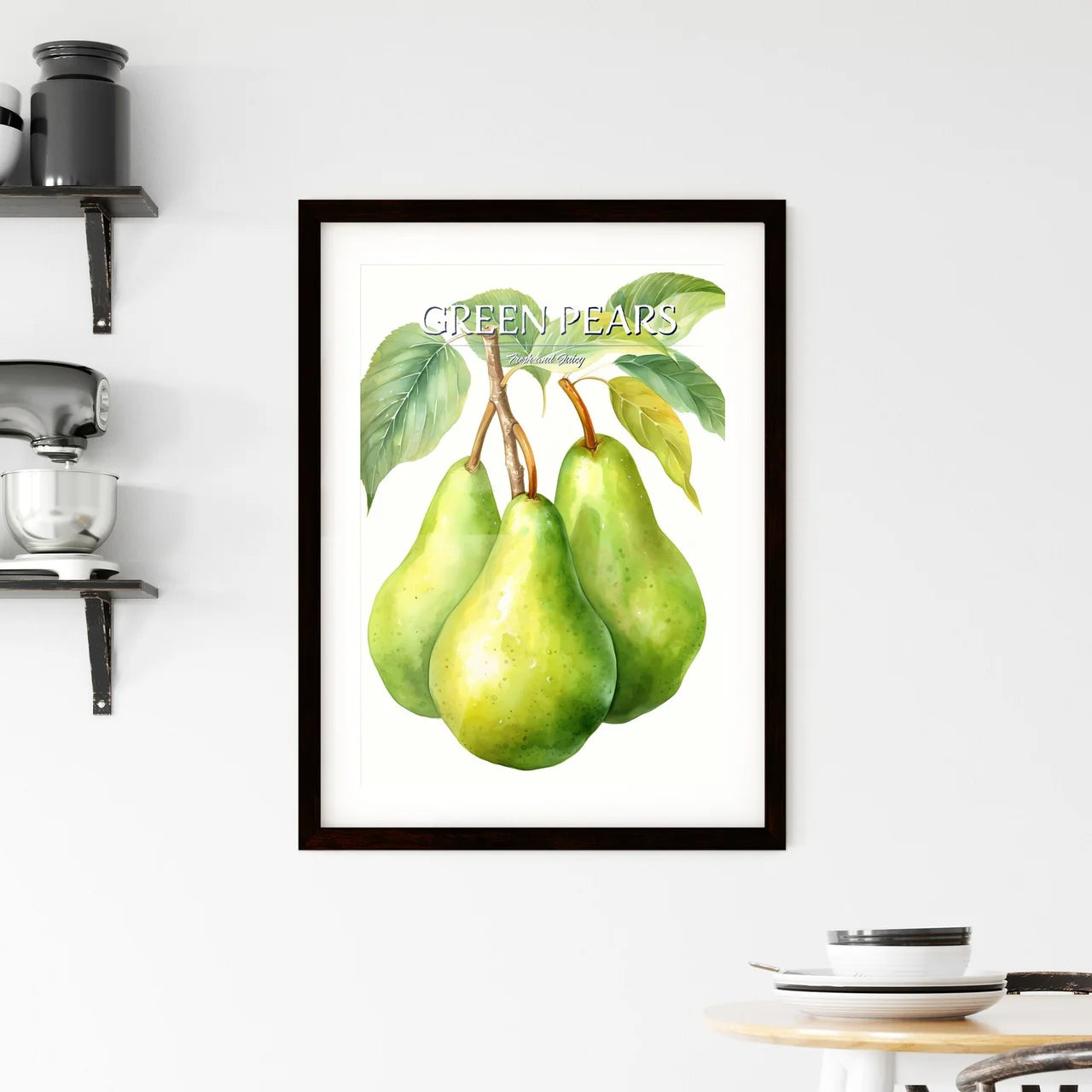 Watercolor Illustration Of Green Pears - A G Framed Print