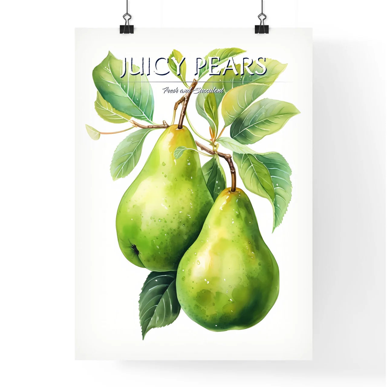 Watercolor Illustration Of Green Pears - A C Poster