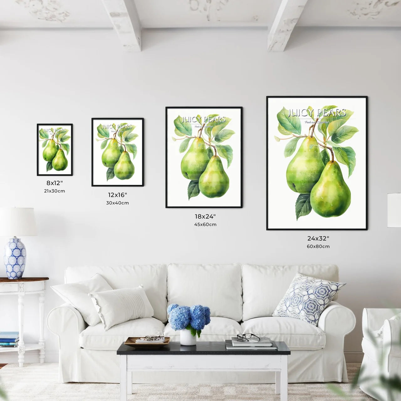 Watercolor Illustration Of Green Pears - A C - Kitchen Hangings