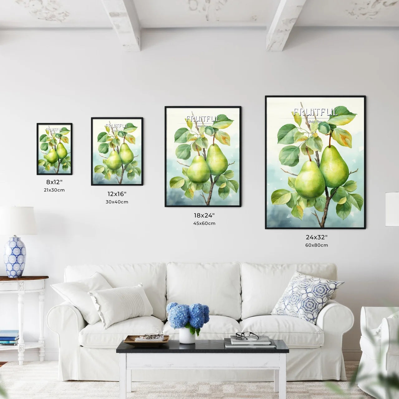 Watercolor Illustration Of Green Pears - A P - Kitchen Hangings