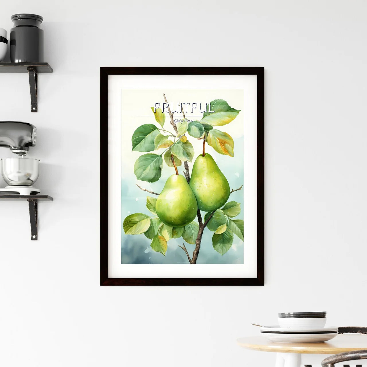Watercolor Illustration Of Green Pears - A P Framed Print