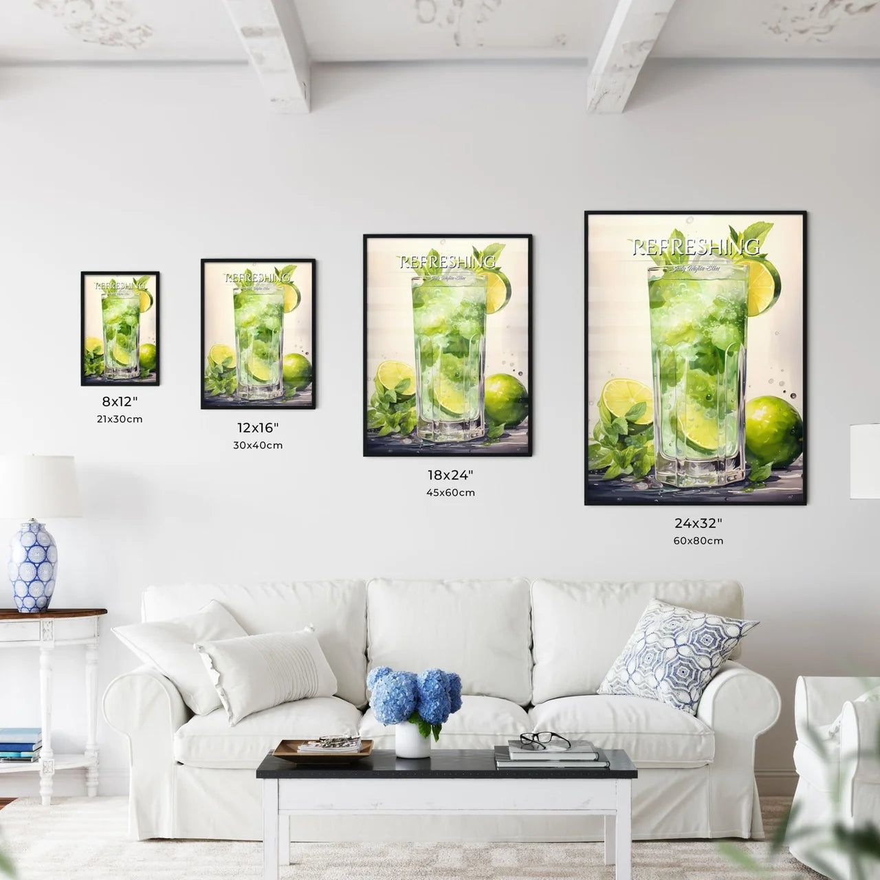 Watercolor Mojito - A Glass Of Mojito With L - Kitchen Hangings