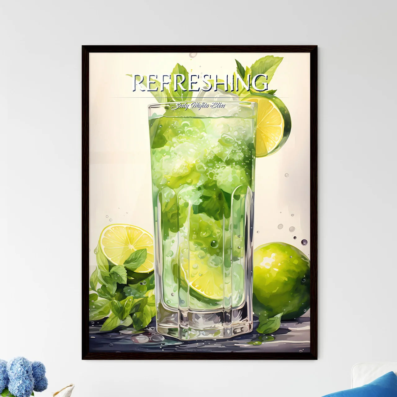 Watercolor Mojito - A Glass Of Mojito With L - Framed Art Print