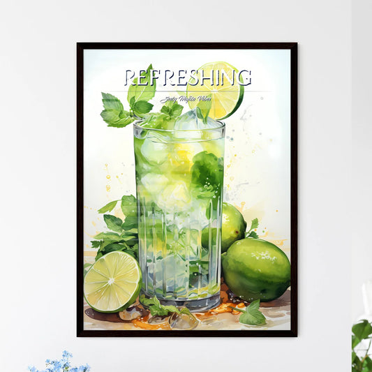 Watercolor Mojito - A Glass Of Ice And Lime - Framed Art Print