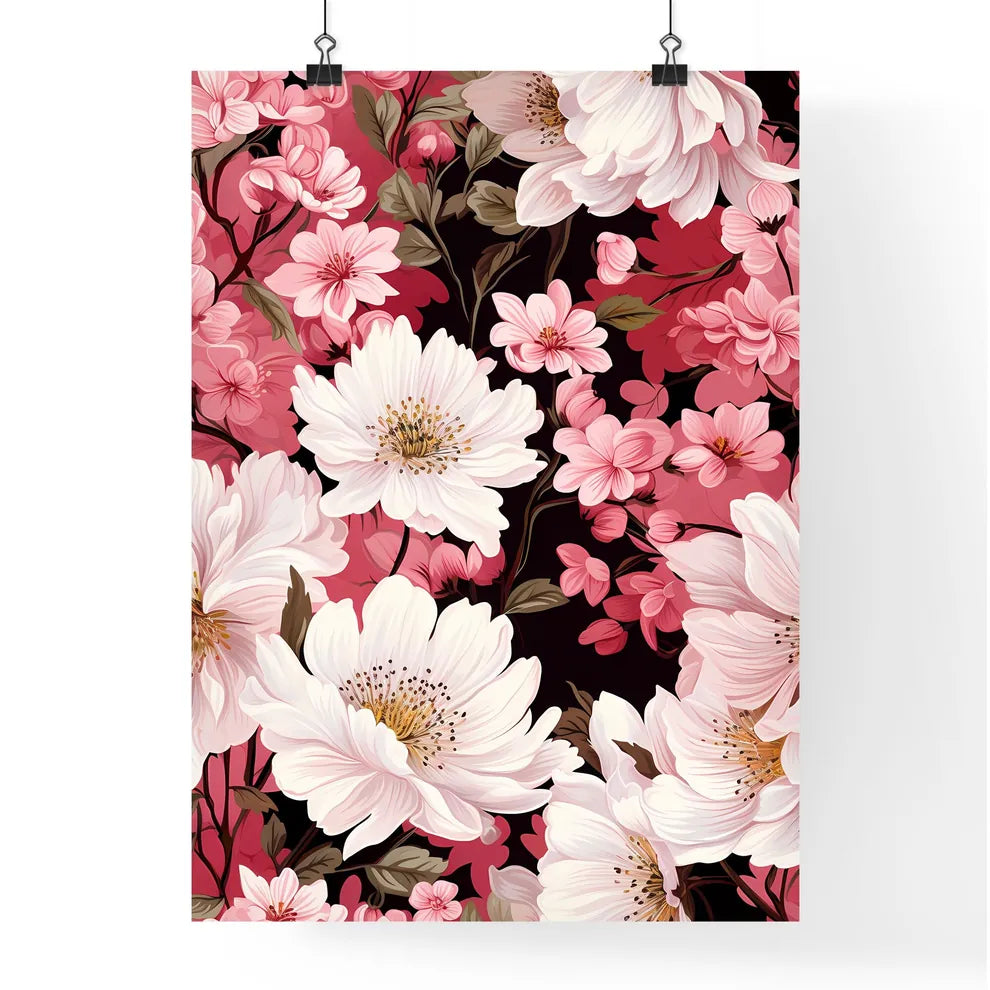 White Flowers On Blue Background - A Close U Poster