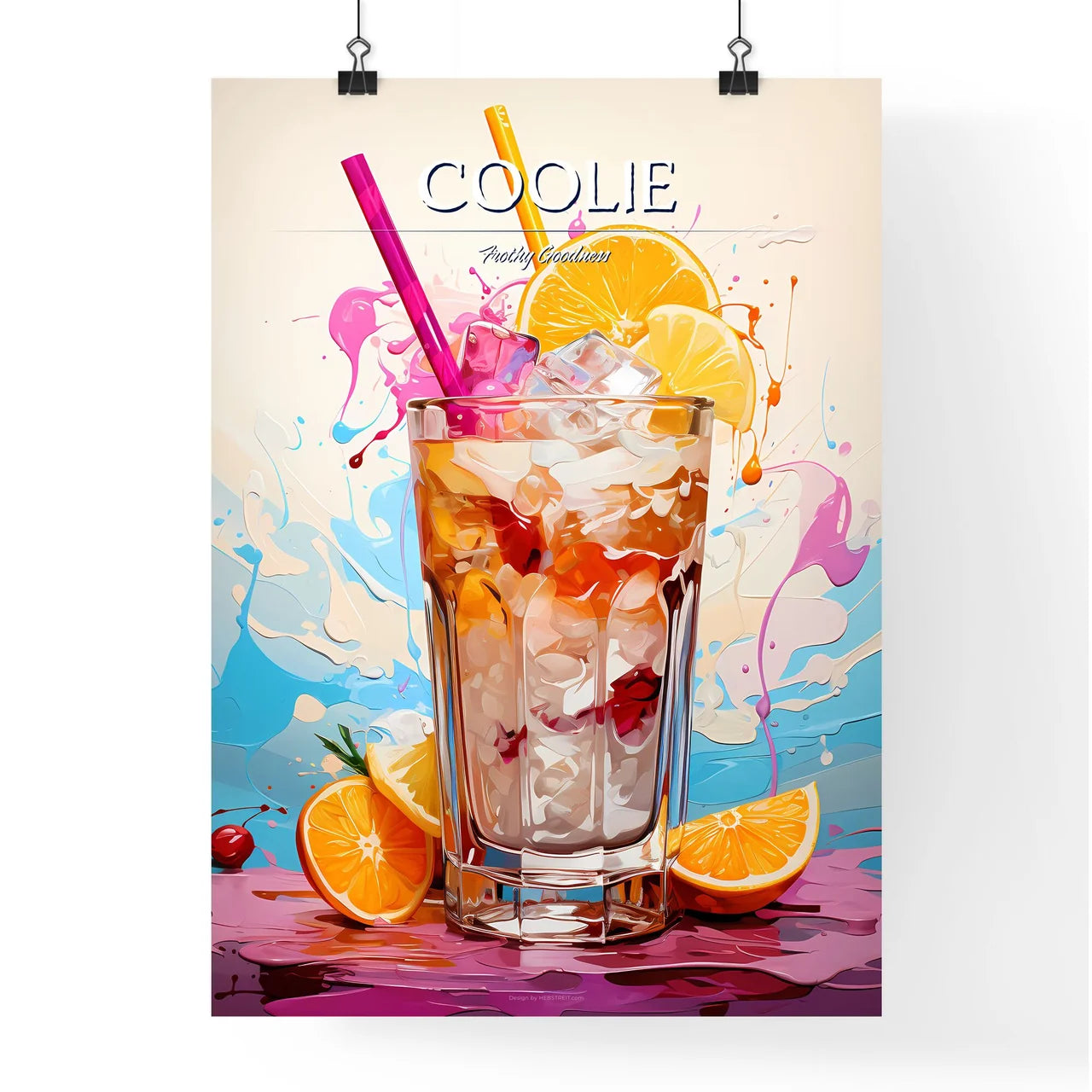 White Russian Cocktail - A Glass Of Ice And  Poster
