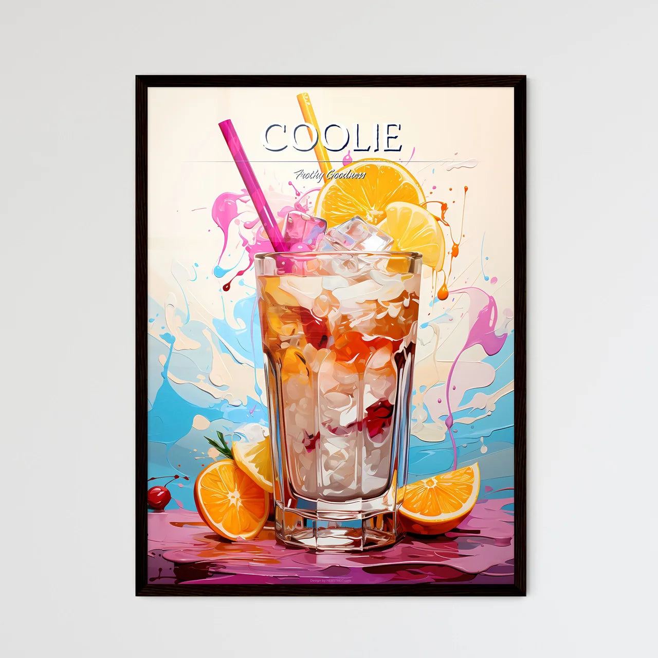 White Russian Cocktail - A Glass Of Ice And  - Framed Art Print