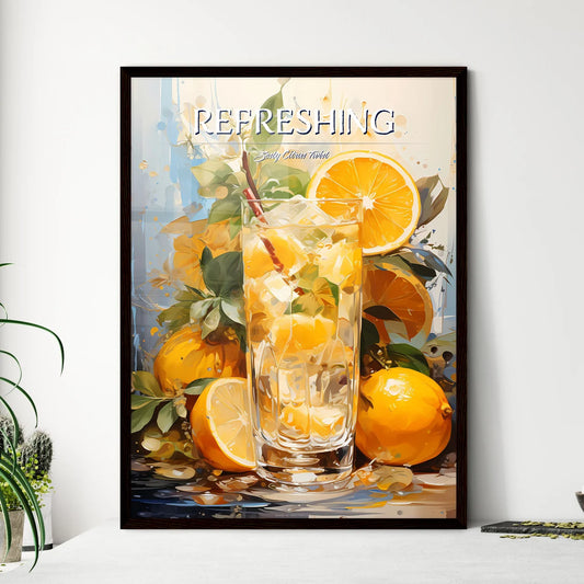 White Sangria - A Glass Of Ice And Lemon - Framed Art Print