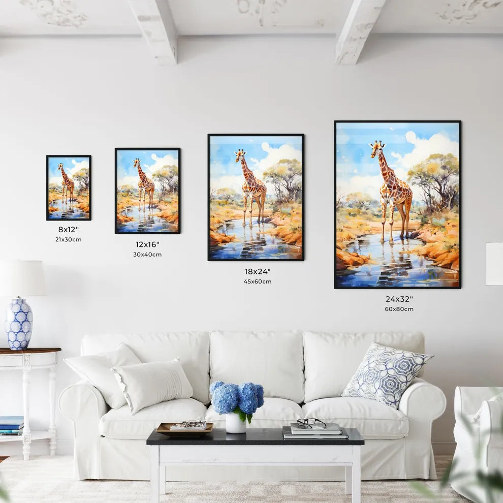 Wild Giraffe Drinking Etosha Namibia  Size Chart