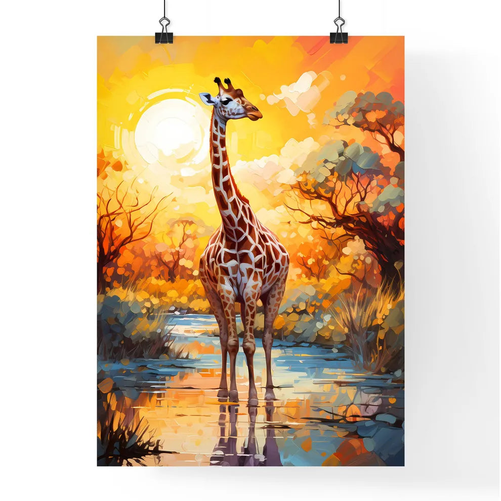 Wild Giraffe Drinking Etosha Namibia  Poster