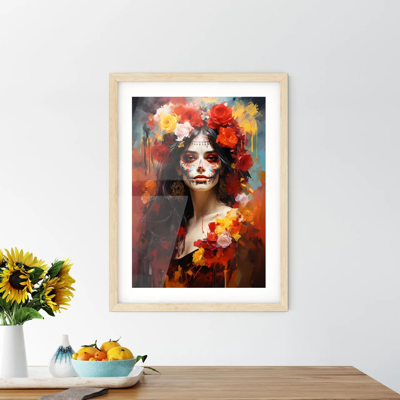 Woman In Dia De Los Muertos Day Of The Dead  Framed Print