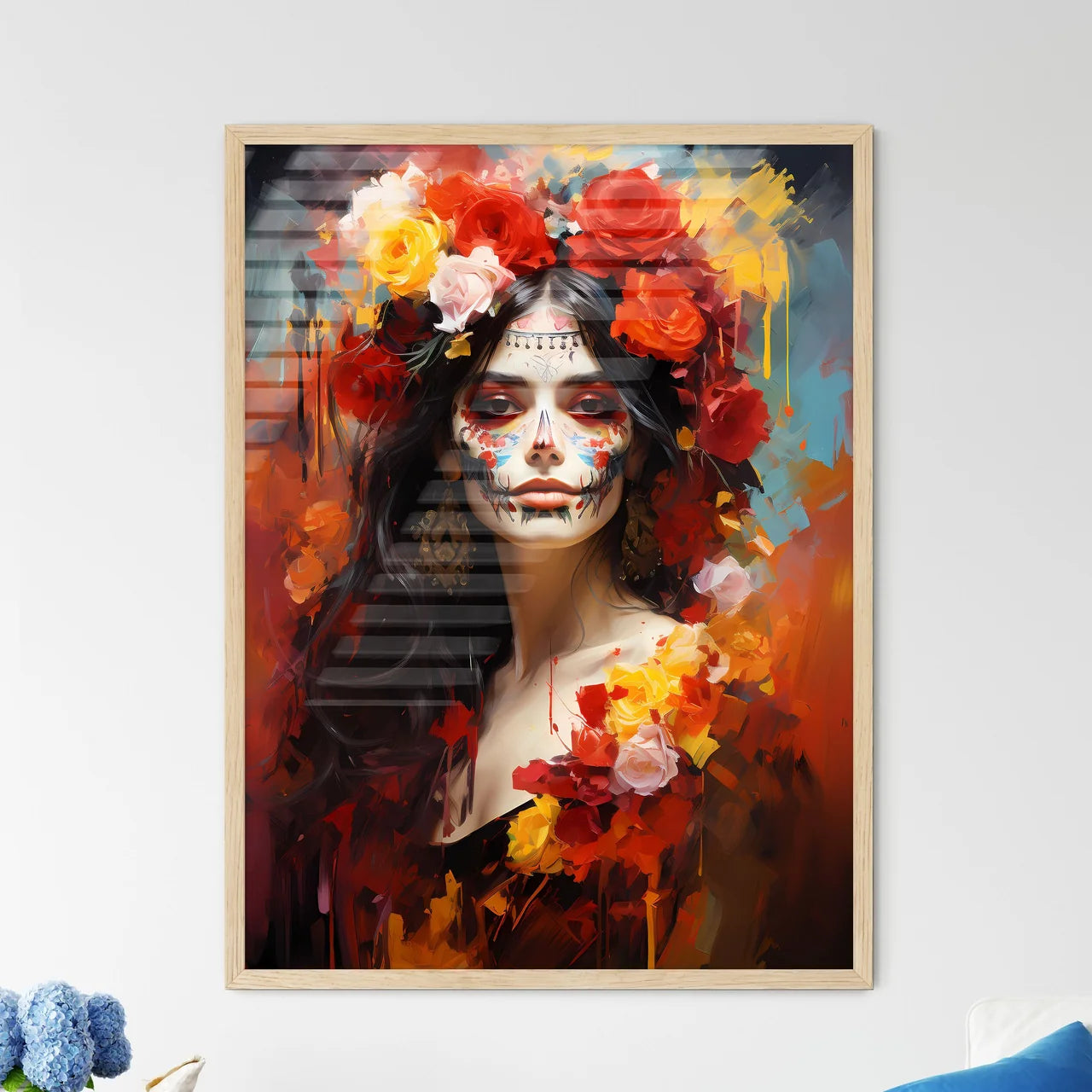 Woman In Dia De Los Muertos Day Of The Dead  - Framed Art Print