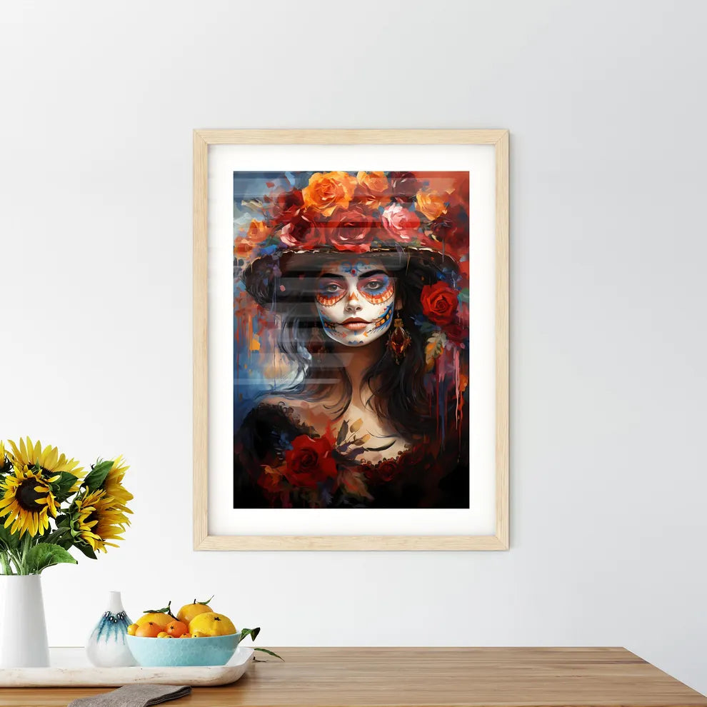 Woman In Dia De Los Muertos Day Of The Dead  Framed Print