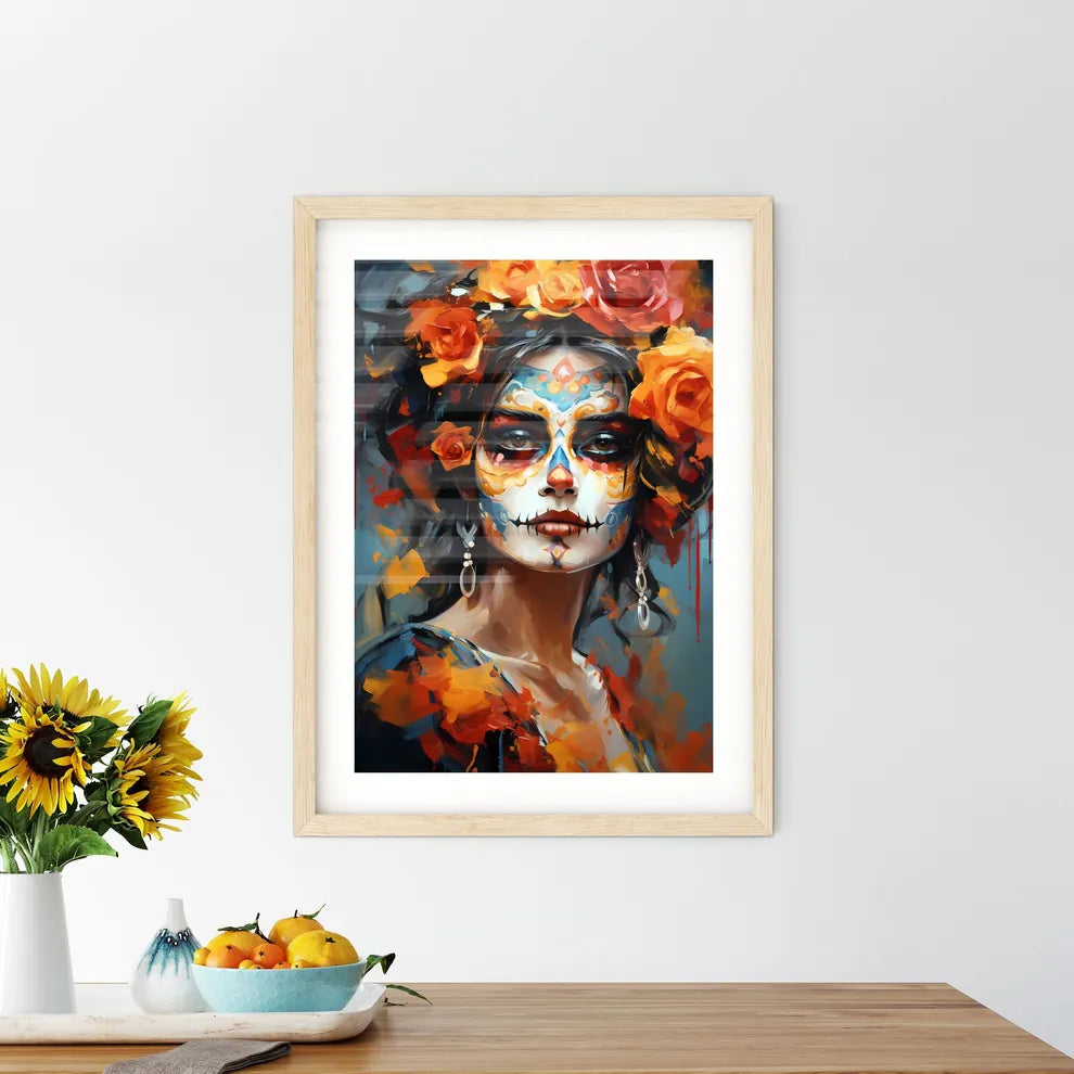 Woman In Dia De Los Muertos Day Of The Dead  Framed Print