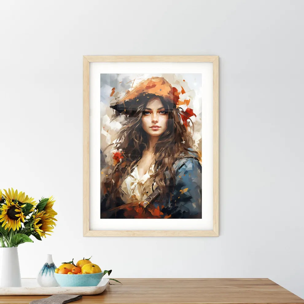 Woman Pirate With A Sword - A Woman With Framed Print