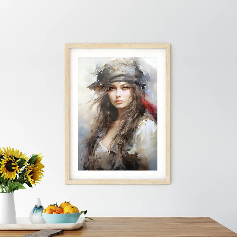 Woman Pirate With A Sword - A Woman In A Framed Print