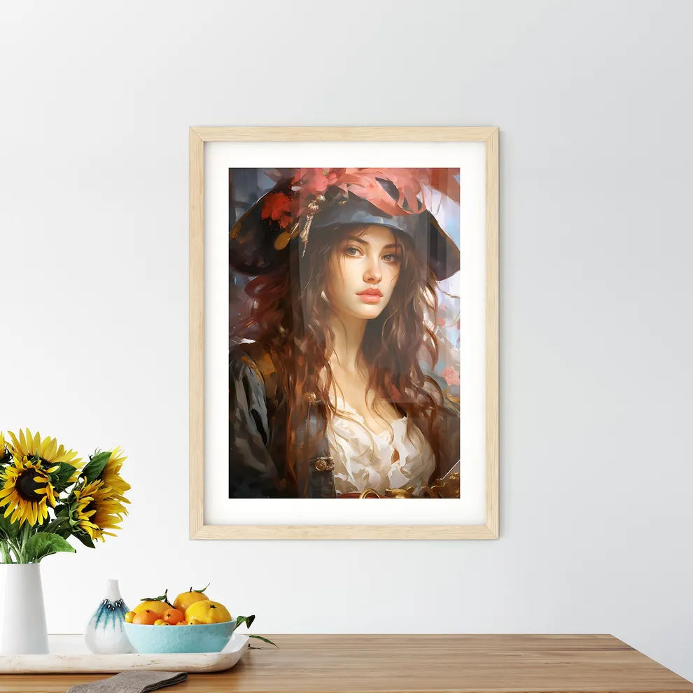 Woman Pirate With A Sword - A Woman In A Framed Print
