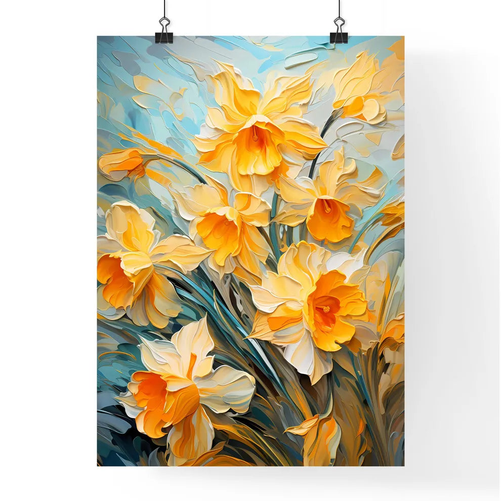 Yellow Daffodil Flowers In Spring - A Painti Poster