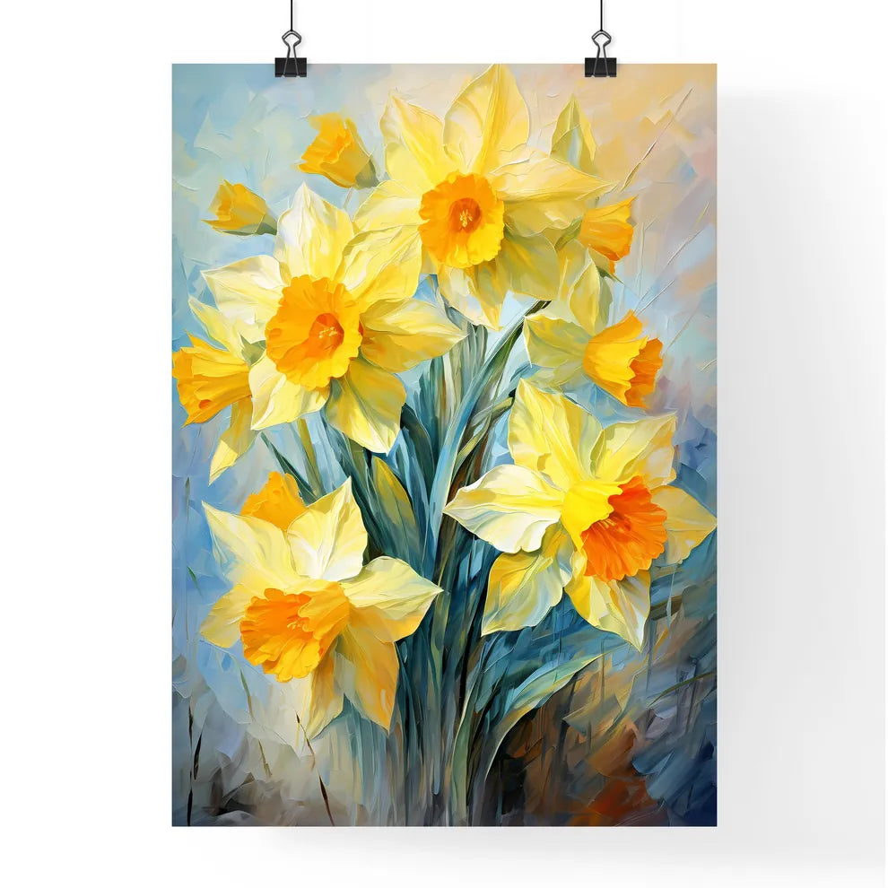 Yellow Daffodil Flowers In Spring - A Painti Poster