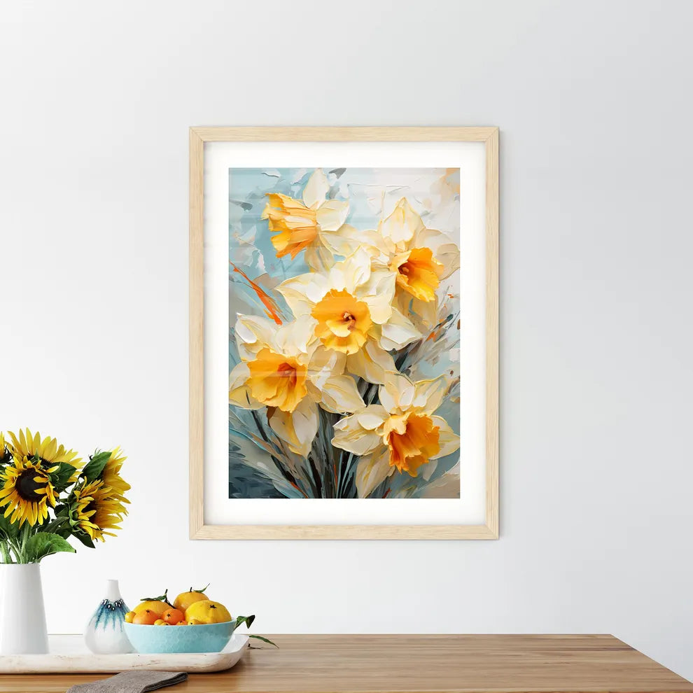 Yellow Daffodil Flowers In Spring - A Group  Framed Print
