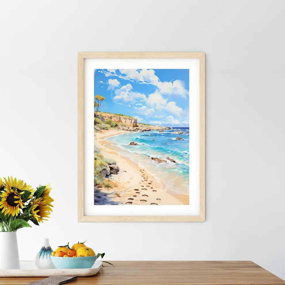 A Lot Of Footprints On The Sand - In Rhodes  Framed Print