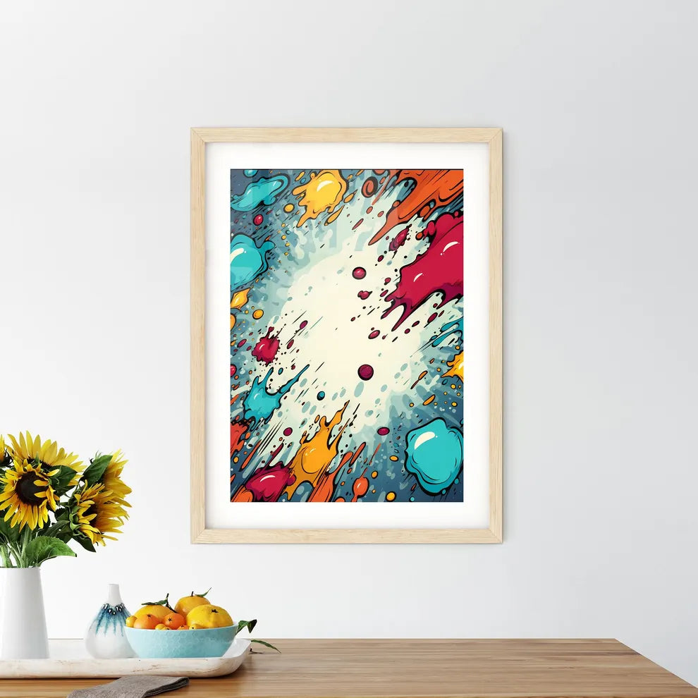 A Set Of Comic Bubbles And Elements With - A Framed Print