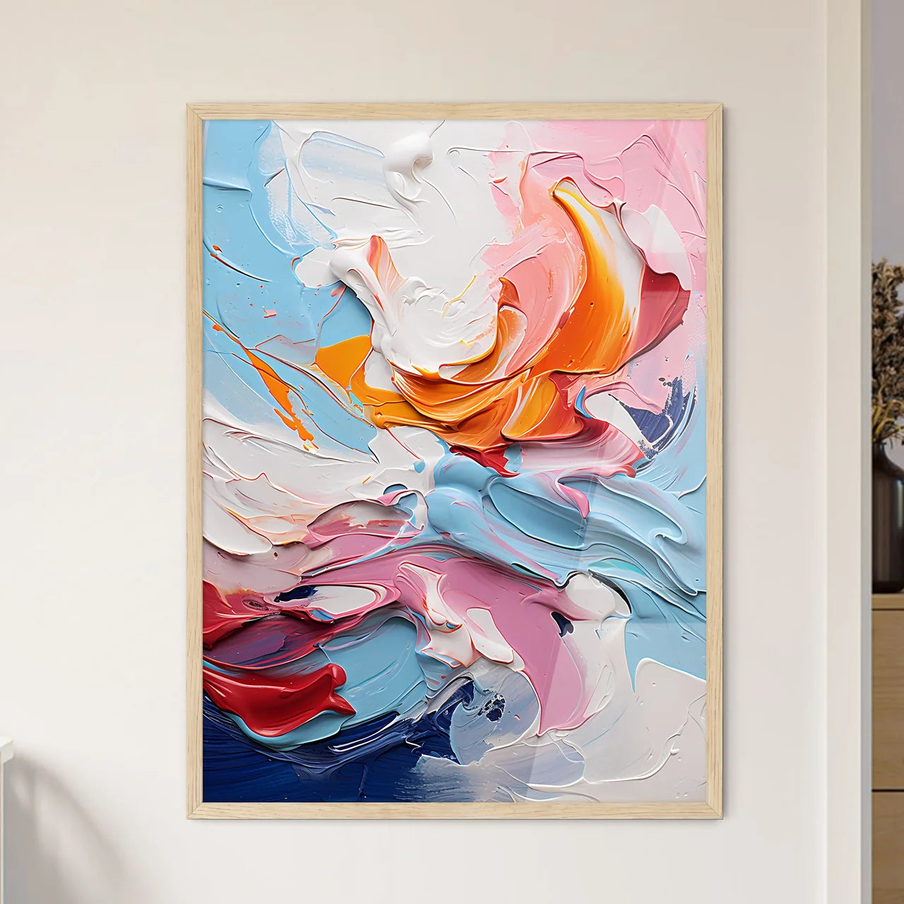 Abstrack Oil Painting Splashes - A Close Up  - Framed Art Print